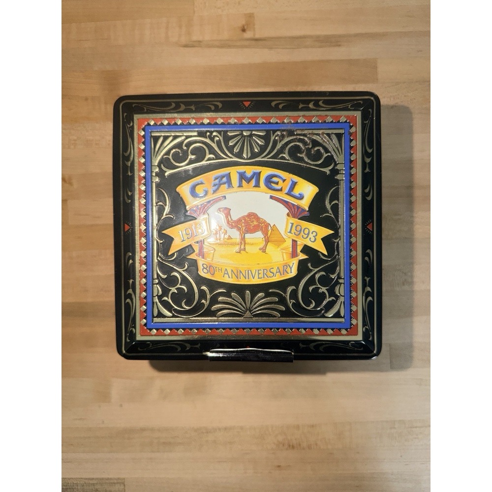 Camel 80th Anniversary 1913-1993 Tobacco Tin Storage Box R.J. Reynolds Vintage